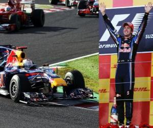 пазл Себастьян Феттель празднует победу в Гран-при Японии (2010)